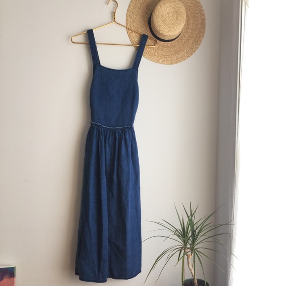 Wilfred Dresses & Skirts - Aritzia Wilfred Pinafore blue linen midi dress